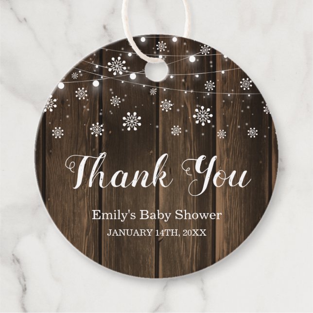 Rustikales Baby Es ist kalt draußen Winter Baby Du Geschenkanhänger (Vorderseite)