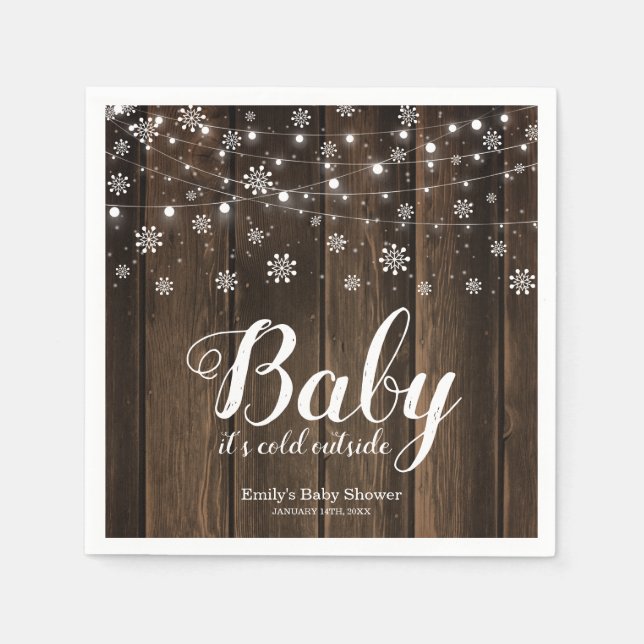 Rustikales Baby Es ist kalt draußen Winter Baby Du Serviette (Vorderseite)