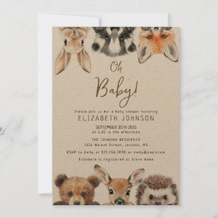 Rustikales Baby Forest Woodland Animals Baby Dusch Einladung