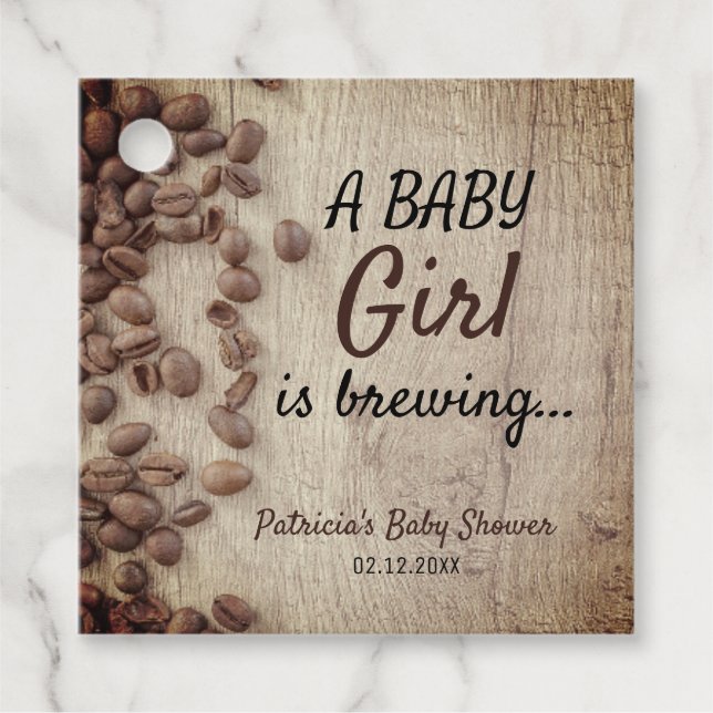 Rustikales Baby-Mädchen ist das Brechen der Kaffee Geschenkanhänger (Vorderseite)