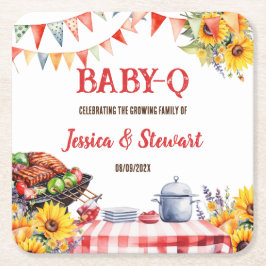 Rustikales BABY-Q Barbecue Picnic Sonnenblume Kari Rechteckiger Pappuntersetzer