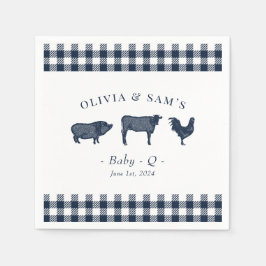 Rustikales "Baby-Q" Blaue Karierte GRILLEN Napkins Serviette
