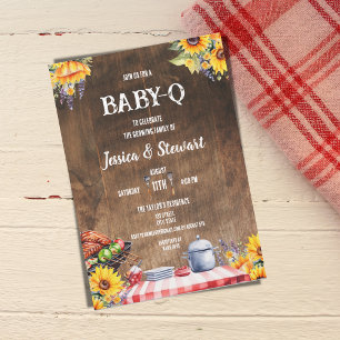 Rustikales BABY-Q Picnic Sonnenblume Kariertes Hol Einladung