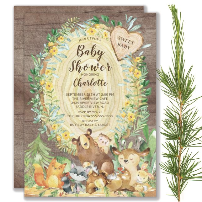 Rustikales Baby Woodland Animals Baby Dusche Einladung (Von Creator hochgeladen)