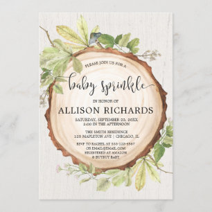 Rustikales Babysprinkett geschlechtsneutrales Wald Einladung