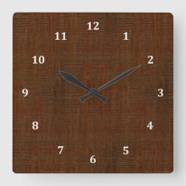 Rustikales Bamboo Holz Grain Textur aussehen Quadratische Wanduhr