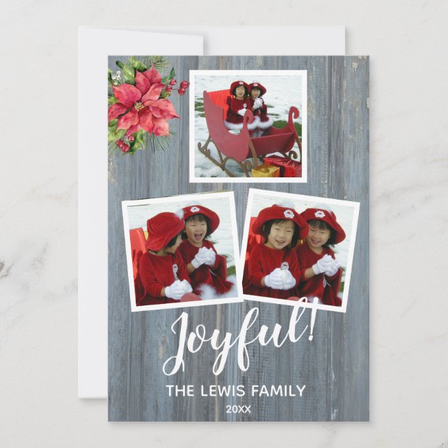 Rustikales Barboard Personalisiert mit 3 Fotos Karte (Vorderseite)