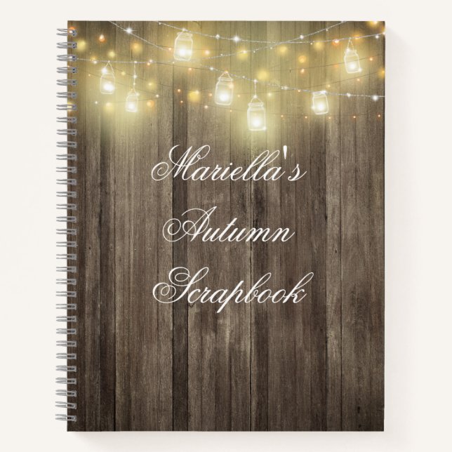 Rustikales Barholz & Lights Scrapbook Journal Notizbuch (Vorderseite)