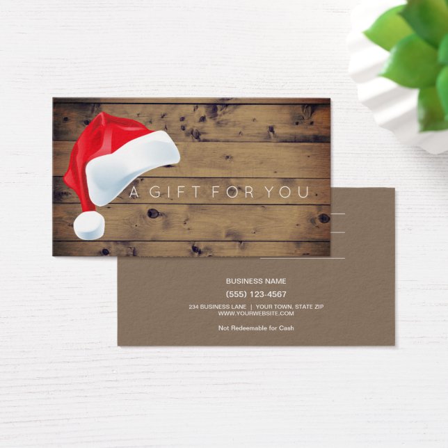 Rustikales Barholz | Santa Gift Card (Schreibtisch)