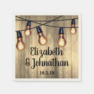 Rustikales Barholz und Edison Bulb String Lights Serviette