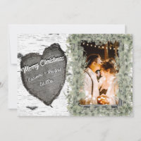 Rustikales Bark Wood Heart Family Foto