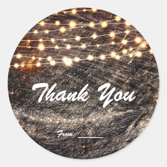 Rustikales Bark Wood & Sparkle Lights Gefallen Runder Aufkleber (Vorderseite)