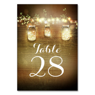 Rustikales Barn Lights Mason Jars Wedding Tischnummer