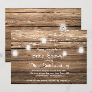 Rustikales Barnholz Mason Jar Lights Brautparty Einladung