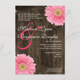 Rustikales Barnholz Rosa Daisy Hochzeitseinladunge Einladung