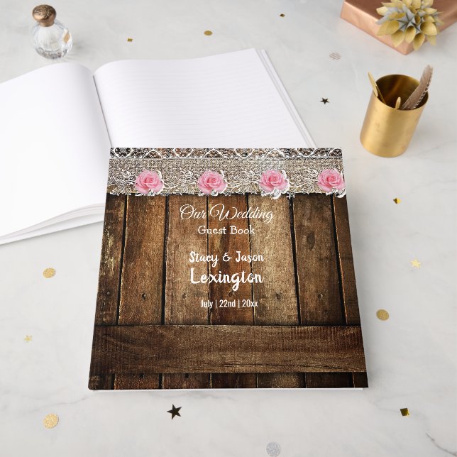 Rustikales Barnholz und Hochzeit Gästebuch (Vorderseite offen)