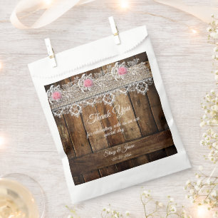 Rustikales Barnwood, Elster & Rose Hochzeit Geschenktütchen