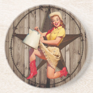 rustikales BarnWood texas Star Western Country Cow Untersetzer