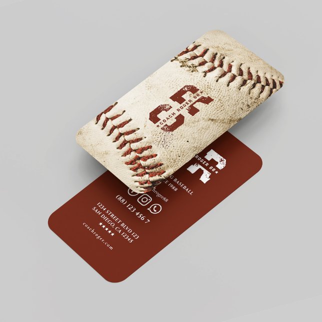 Rustikales Baseball Coach Monogram Baseball Team Visitenkarte (Rustic Baseball Coach Monogram Baseball Team Business Card
)