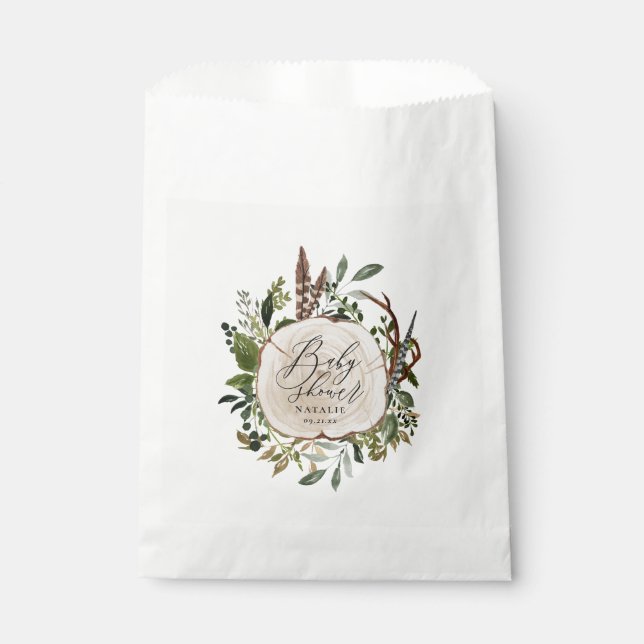 Rustikales Bauernhaus Botanische Babydusche Geschenktütchen (Vorderseite)
