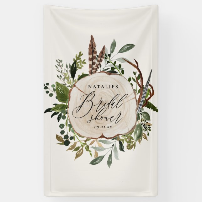 Rustikales Bauernhaus botanisches Brautparty Banner (Vertikal)