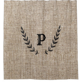 Rustikales Bauernhaus Burlap & Black Botanic Laure Duschvorhang