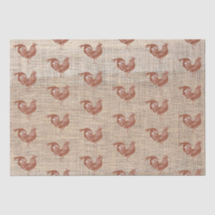 Rustikales Bauernhaus Burlap Chicken Pattern Seidenpapier