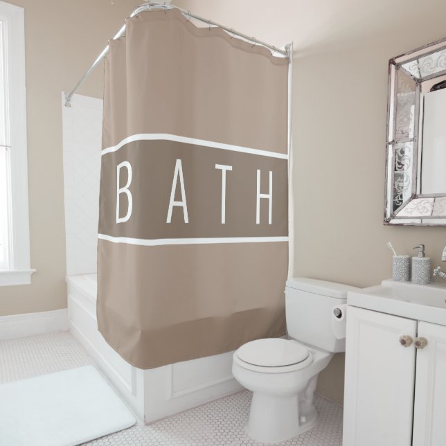Rustikales Bauernhaus Chic Beige Braun Weiß Duschvorhang (Beispiel)