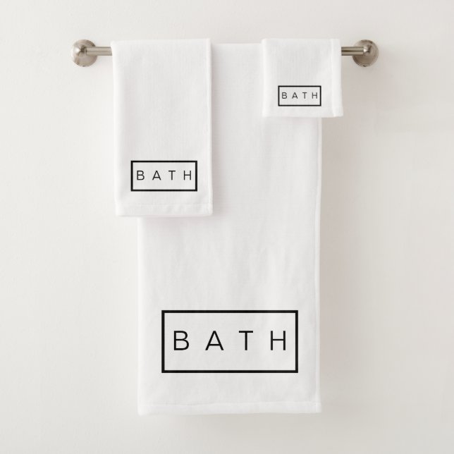 Rustikales Bauernhaus Chic White Black Minimal Badhandtuch Set (Insitu)