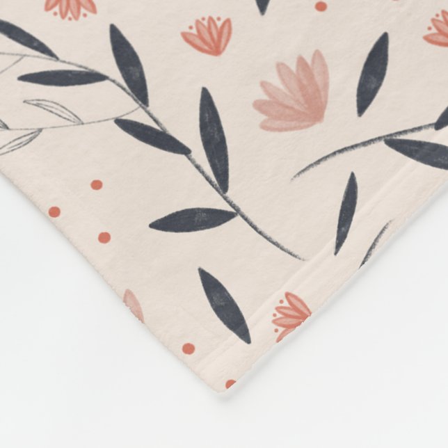 Rustikales Bauernhaus Coral Florals Fleecedecke (Ecke)