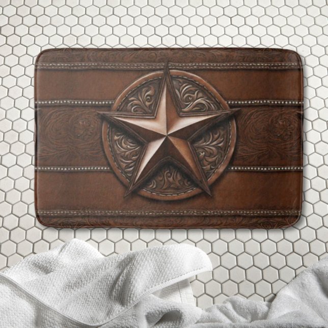 Rustikales Bauernhaus Cowboy Western Country Texas Badematte (Rustic Farmhouse Cowboy Western Country Texas Star Bath Mat)