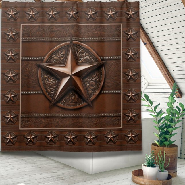 Rustikales Bauernhaus Cowboy Western Country Texas Duschvorhang (Rustic Farmhouse Cowboy Western Country Texas Star Shower Curtain)