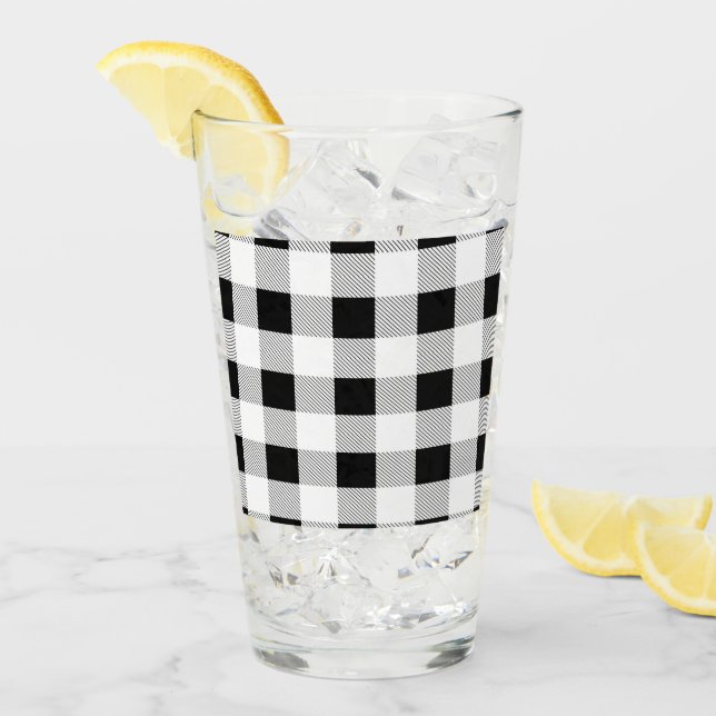 rustikales Bauernhaus elegant schwarzweiß kariert Glas (Vorderseite Ice)