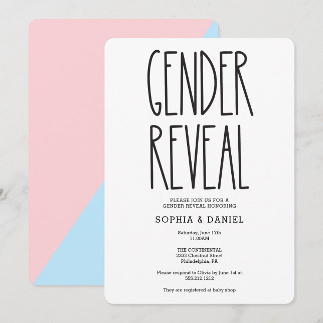 Rustikales Bauernhaus Gender Reveal Baby Dusche ei Einladung (Vorne/Hinten)