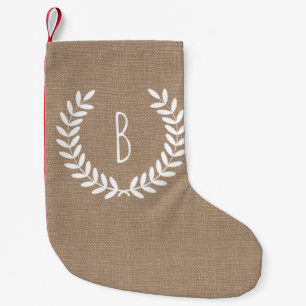 Rustikales Bauernhaus Laurels Imitate Burlap Kleiner Weihnachtsstrumpf