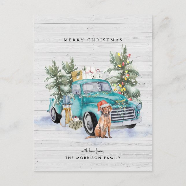 Rustikales Bauernhaus LKW Weihnachtsfeiertag Postkarte (Vorderseite)