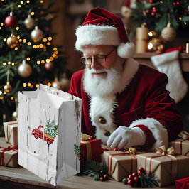 Rustikales Bauernhaus Not leidender Holzroter LKW Mittlere Geschenktüte