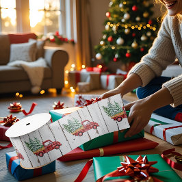 Rustikales Bauernhaus Not leidender Holzroter LKW Satinband