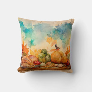 Rustikales Bauernhaus Orange Wasserfarbe Pumpkin F Kissen