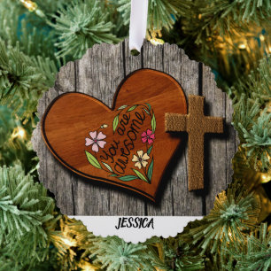 Rustikales Bauernhaus Personalisiert Name Ornament Karte