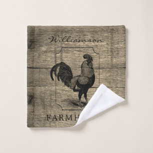 Rustikales Bauernhaus Rooster Barnholz Familiennam Waschlappen