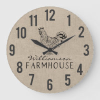 Rustikales Bauernhaus Rooster Burlap Familienname 
