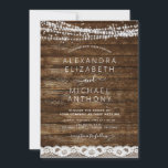 Rustikales Bauernhaus Streichellichter Spitzenholz Einladung<br><div class="desc">Rustikales Bauernhaus String Lights Hochzeitseinladungen auf Holzboden - beinhaltet eine schöne und elegante Schrift Typografie mit modernem Landhaus Sparkle für die besondere Hochzeitsfeier.</div>