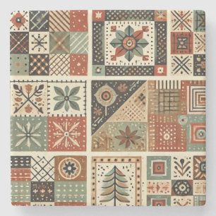 Rustikales Bauernhaus Terracotta Patchwork Quille Steinuntersetzer