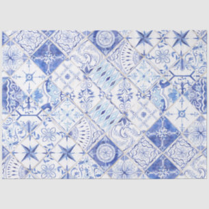 Rustikales Bauernhaus Tile Blau Weiß Muster Decoup Seidenpapier