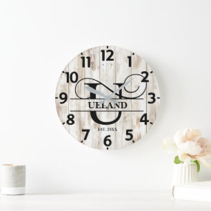 Rustikales Bauernhaus U Monogram Große Wanduhr