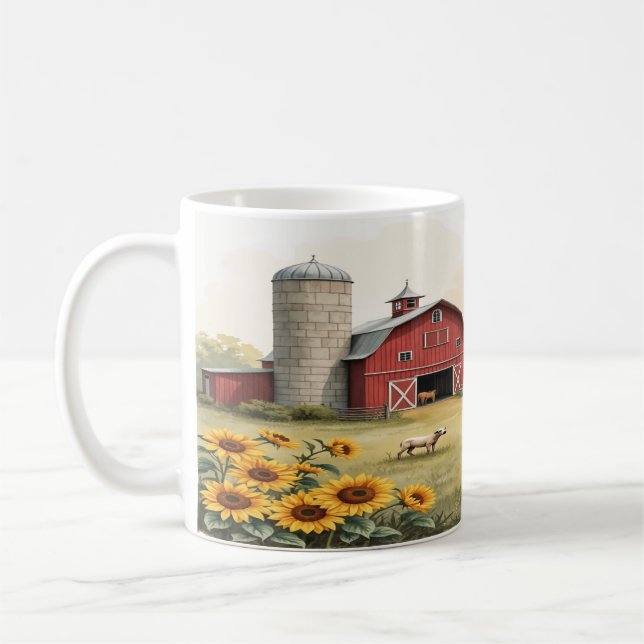 Rustikales Bauernhaus Wasserfarbe Kaffeetasse (Links)