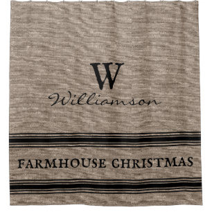 Rustikales Bauernhaus Weihnachten Ticking Burlap D Duschvorhang
