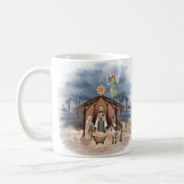 Rustikales Bauernhaus Weihnachten Wasserfarbe Krip Kaffeetasse