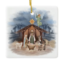 Rustikales Bauernhaus Weihnachten Wasserfarbe Krip